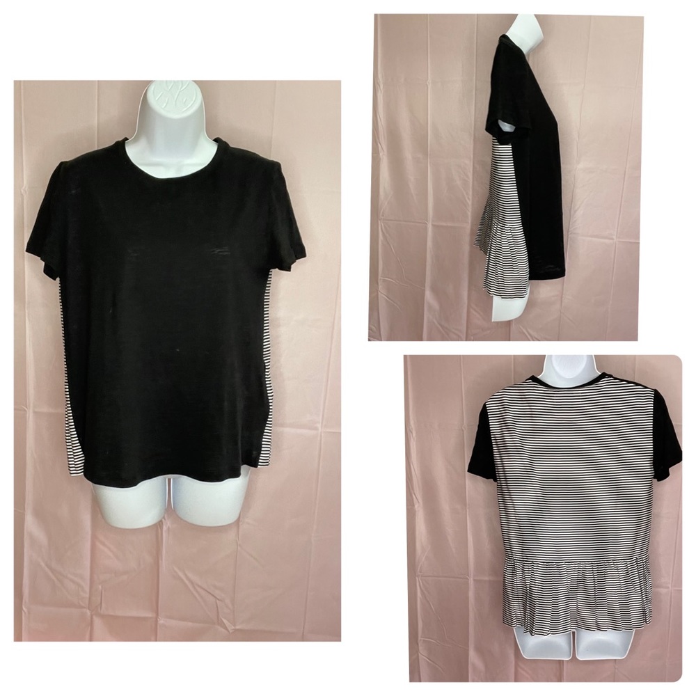 NWOT S Kate Spade Mixed Media Tee - Black & White